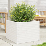 Fioriera da Giardino-Vaso da Esterno Bianca 60x60x46 cm Legno Massello di Pino