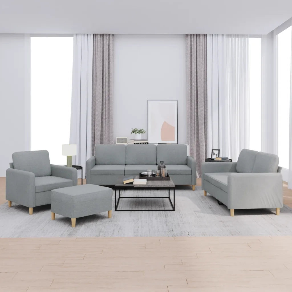 Set di Divani 4 pz con Cuscini Grigio Chiaro in Tessuto 3202062