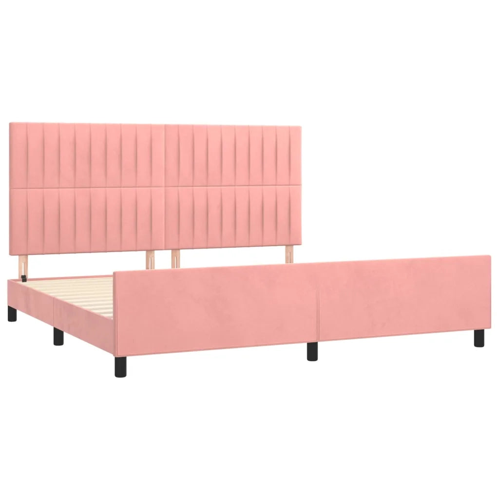 Giroletto con Testiera Rosa 200x200 cm in Velluto 3125902