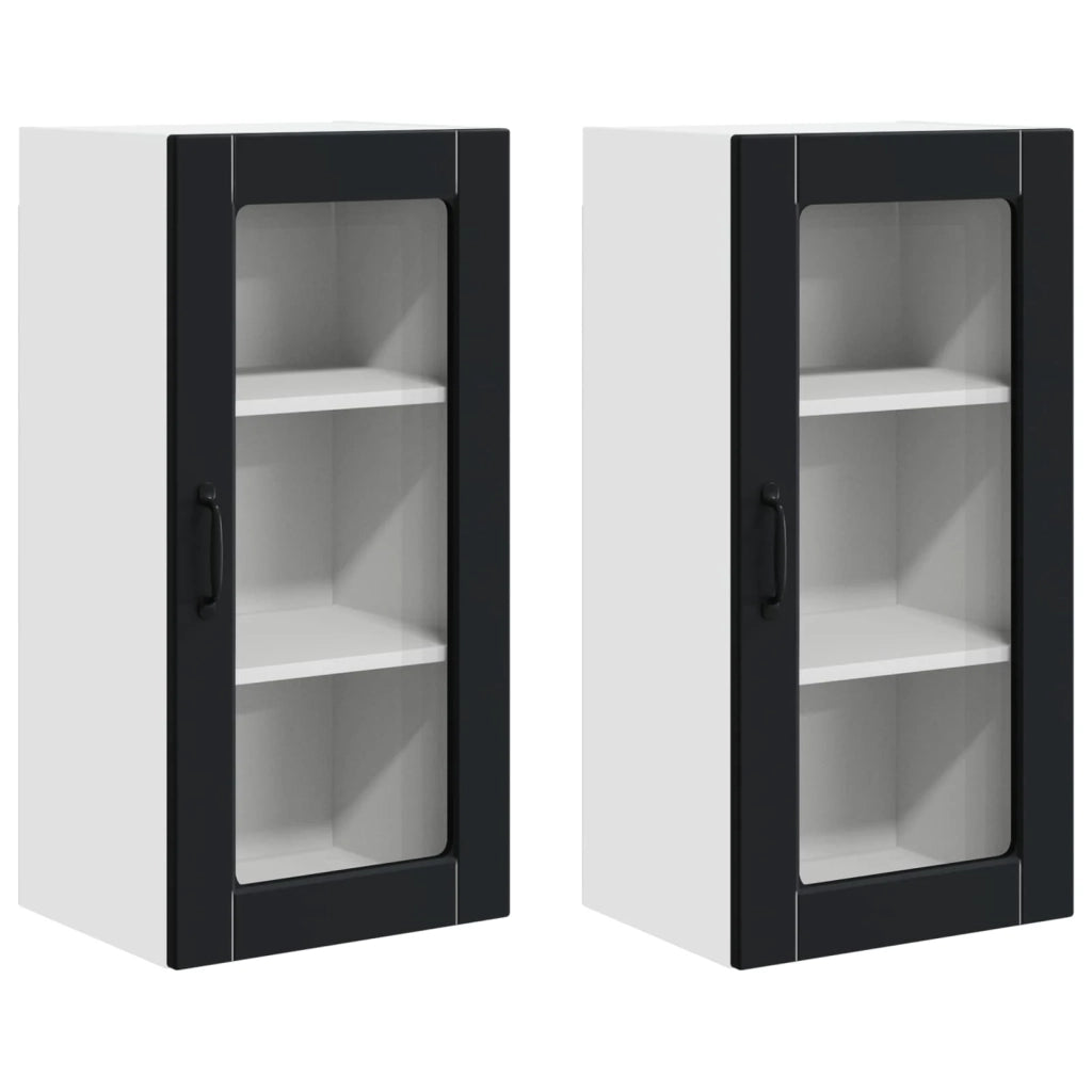 Mobile in vetro da parete LUCCA 2 pcs Nero 40 x 31 x 80 cm
