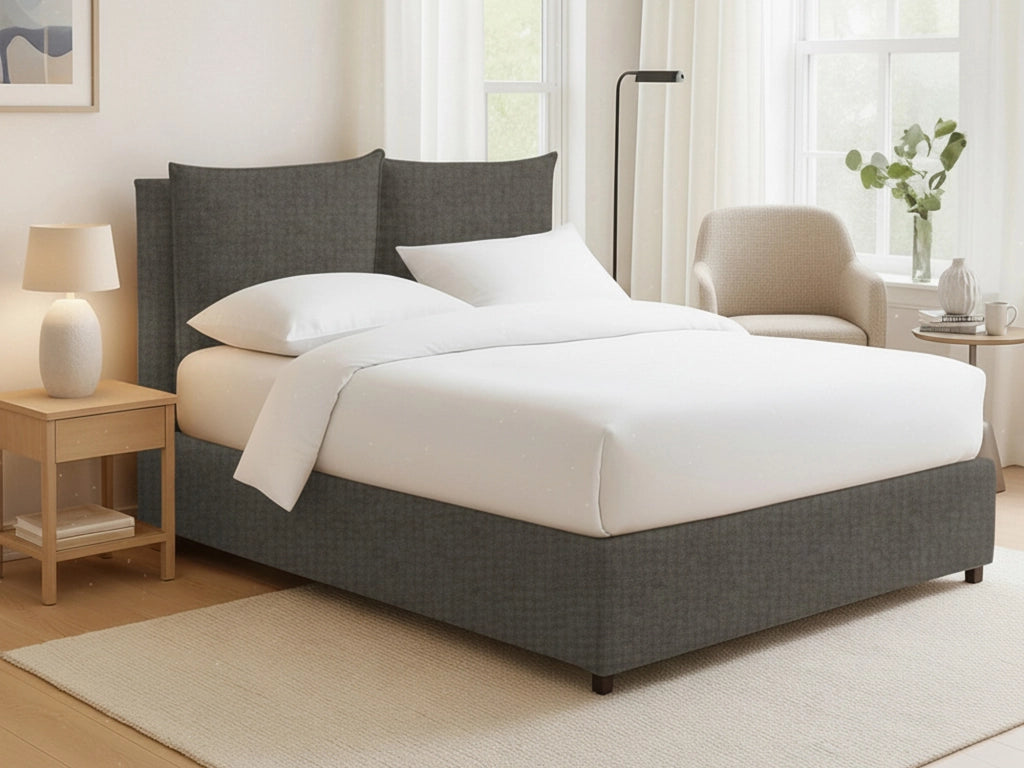 Formby, Letto Matrimoniale Sfoderabile Made in Italy, Grigio Tortora