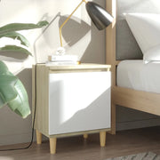 Comodini Gambe Legno Massello 2pz Rovere Sonoma Bianco 40x30x50 805826