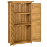 Casetta in Legno da Giardino con Tetto Impermeabile, Armadio da Esterno Porta Attrezzi da Giardino con 3 Mensole, 87x46.5x160cm