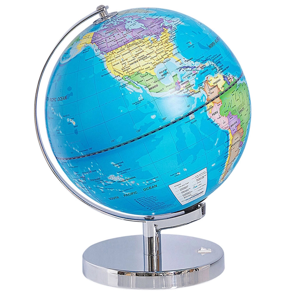 Mappamondo decorativo blu argento supporto in metallo feltrino LED mappa stella 24 cm