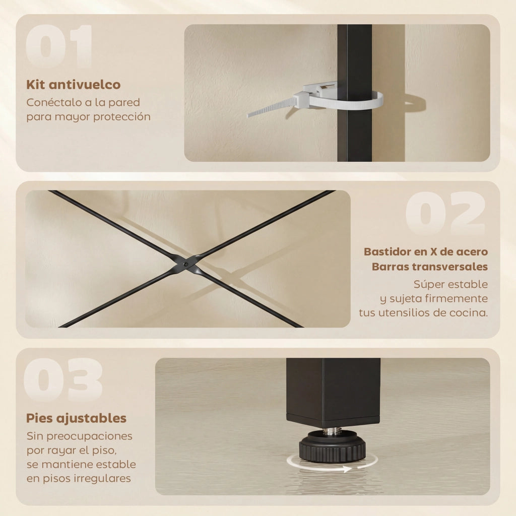 Scaffale Cucina con Prese Elettriche ¨C Xylo ¨C Legno Marrone Rustico 60x42x137 cm