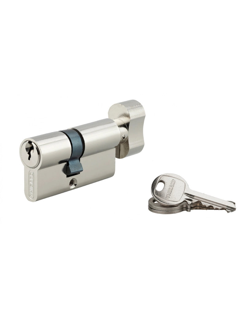 Cilindro europeo per serratura a pomolo SA  35Bx25mm, anti estrazione, nichel, 3 chiavi - THIRARD