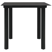 Tavolo da Giardino Nero 80x80x74 cm in Acciaio e Vetro 312161
