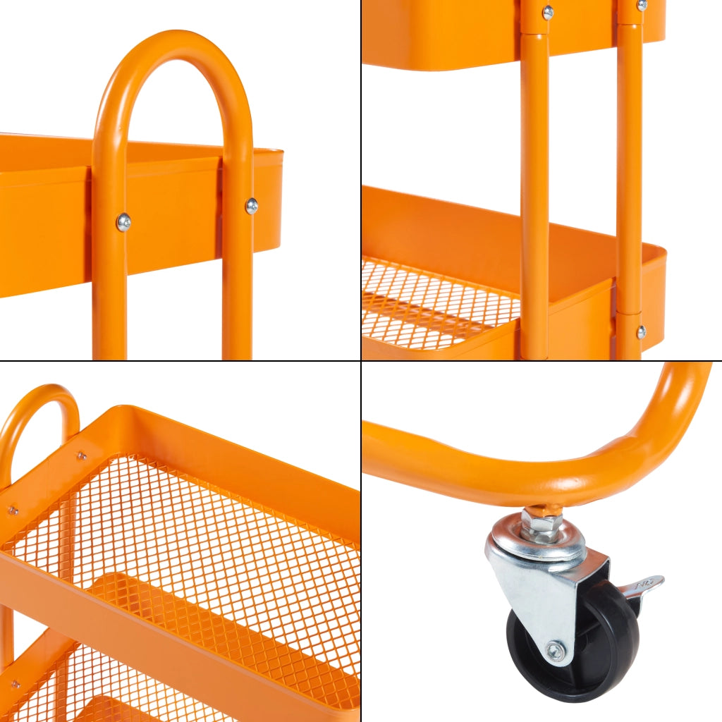 Carrello da Stoccaggio Pyhäntä con 3 Contenitori - Acciaio Arancione [en.casa]