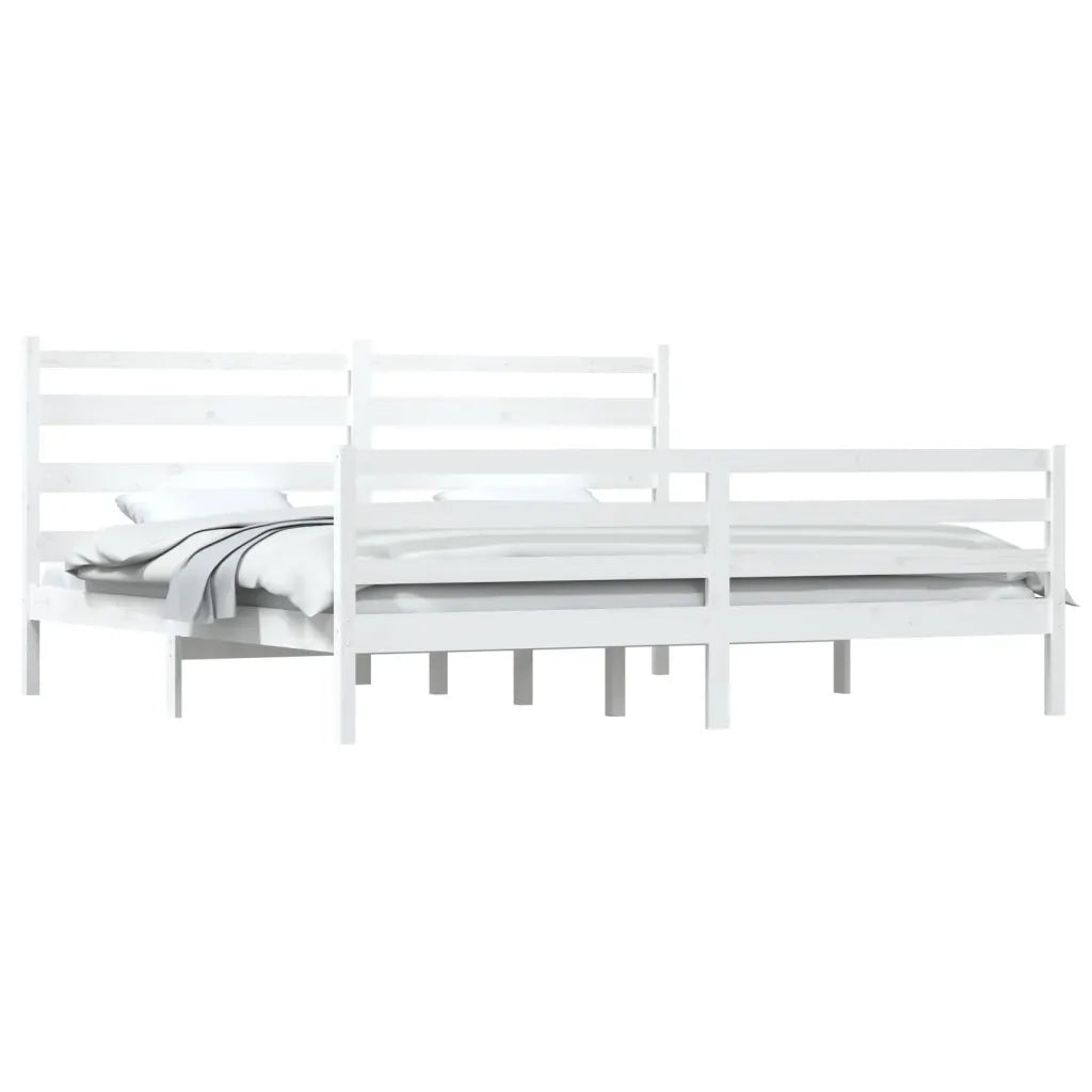 Giroletto-Struttura Letto in Legno Massello di Pino 200x200 cm Bianco 729933