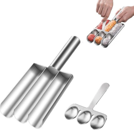 Pelatrice per polpette con spatola - 3-in-1 polpettiera - Set per polpette da assemblare - Utensili da cucina per uso domestico - Polpette da preparare velocemente