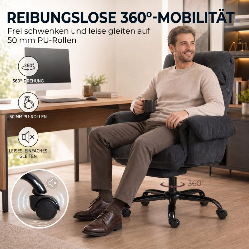 SEDIA UFFICIO Girevole Reclinabile con Poggiapiedi 80x77x108-116 cm Grigio Scuro