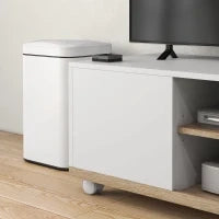 Mobile TV 42" Max con 2 Ripiani Aperti e Anta e Ruote, in Truciolato, 80x45x39.5 cm, Bianco