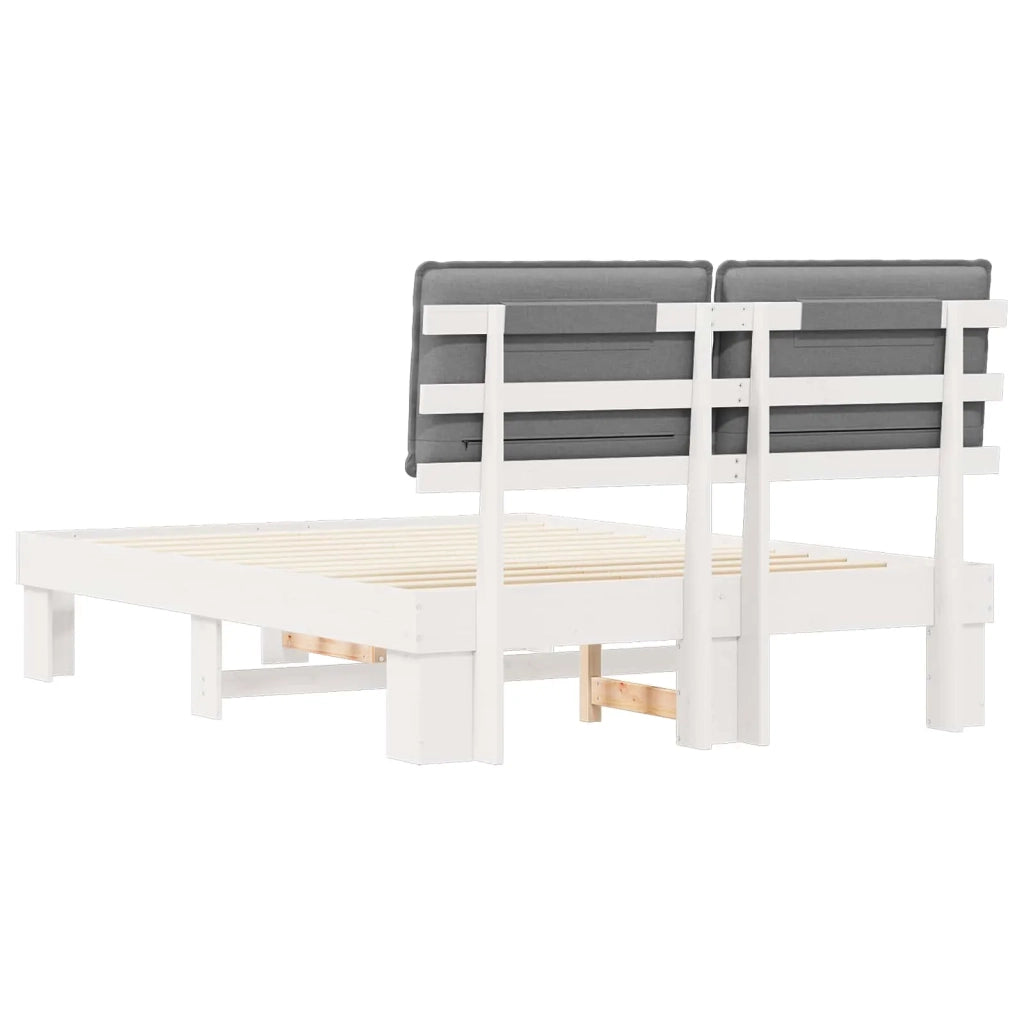 Letto con Testiera Rivestita Grigio chiaro 135 x 190 cm 877293