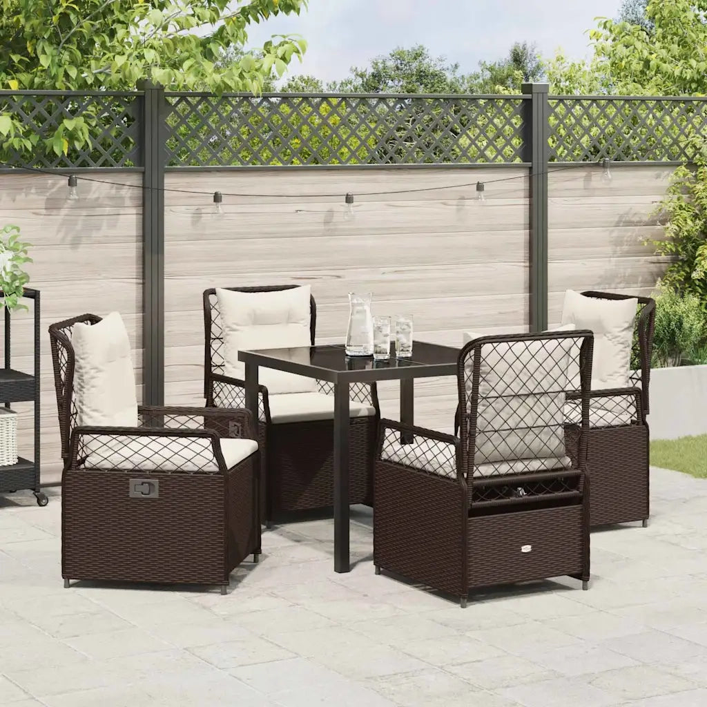 Set da Pranzo per Giardino 5 pcs Marrone polyrattan 3380989