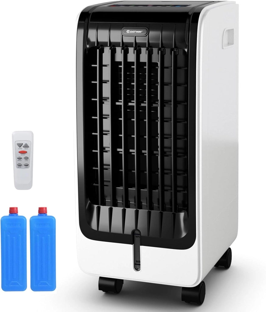 Condizionatore Climatizzatore Portatile Raffrescatore Evaporativo, con Telecomando, Funzione Raffreddatore e Umidificatore, Serbatoio Acqua 6L, 230V