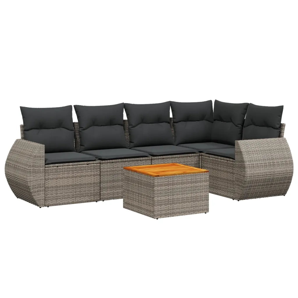 Set Divano da Giardino 6 pz con Cuscini Grigio in Polyrattan 3257327