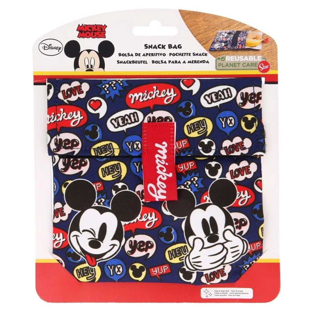 Borsa Termica Riutilizzabile per Bambini con Motivo Cartone Animato e Chiusura in Scratch 16x16cm Blu Mickey Mouse