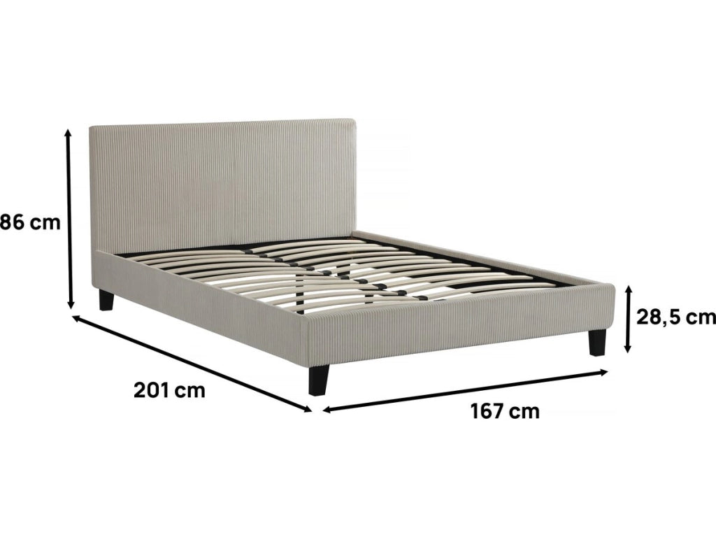 Letto in velluto a coste "Ambre" - 160 x 200 - Beige