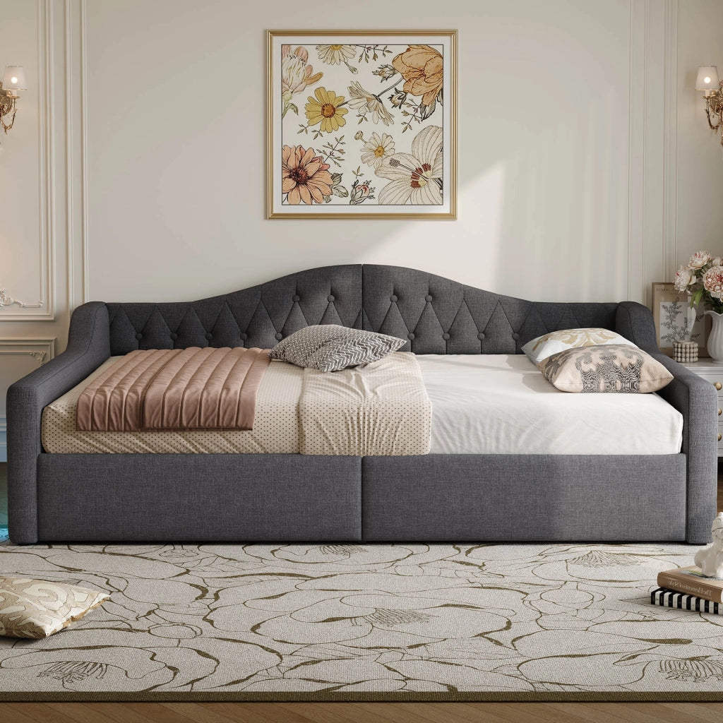 Letto giorno con illuminazione LED e vano contenitore grigio MDF compensato 140x200 cm