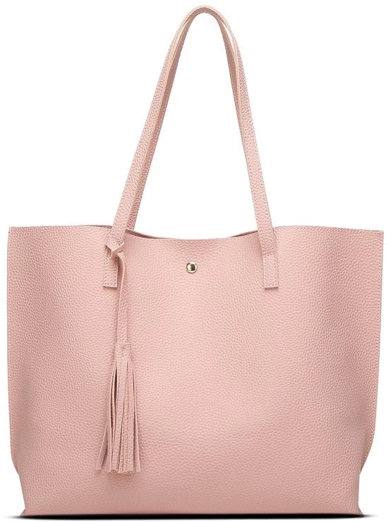 Borsa da spalla per artigiane morbide con grande capacità e pennelli, rosa, unico taglia