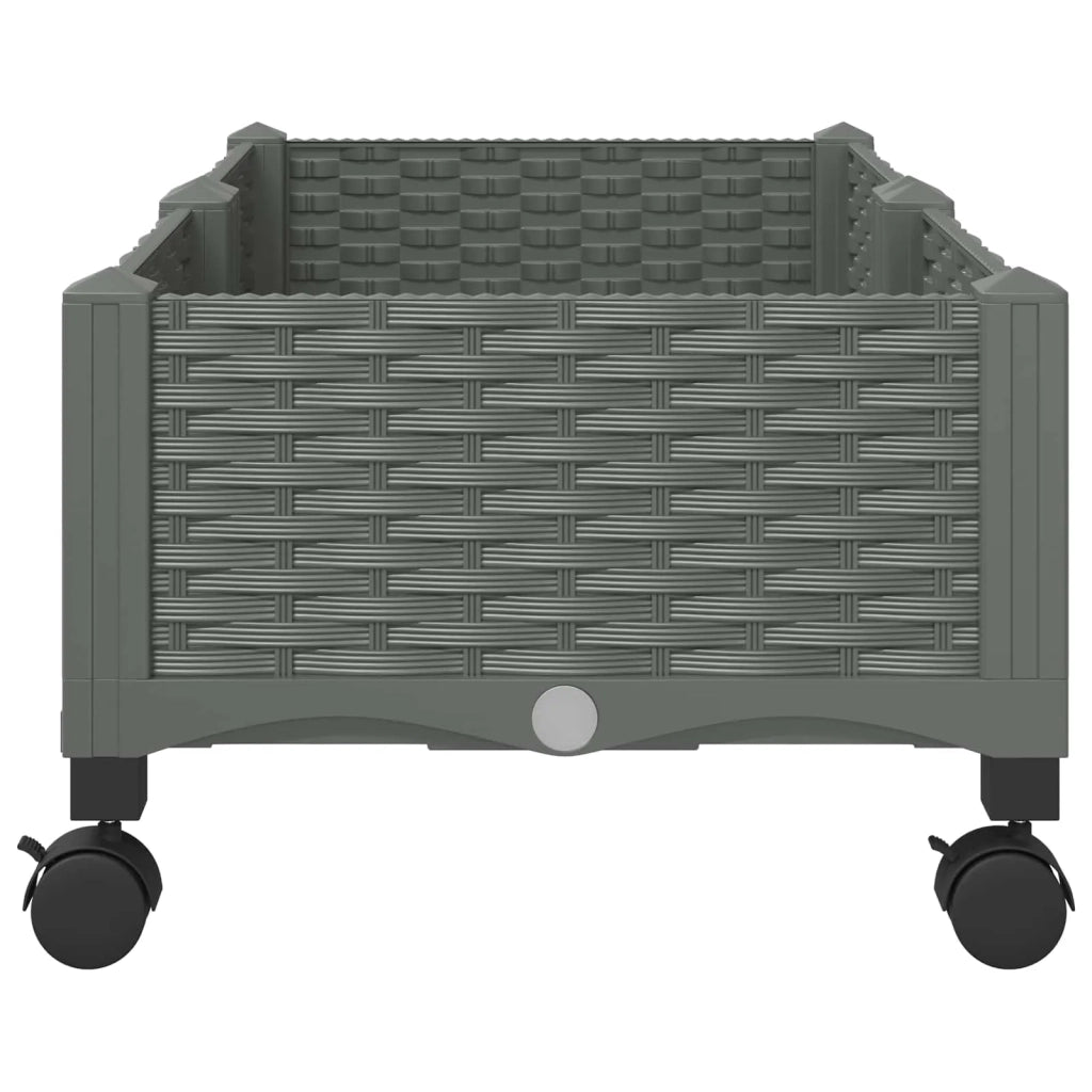 Vaso da Giardino con Ruote Grigio Chiaro 80 x 40 x 33 cm PP 3422957