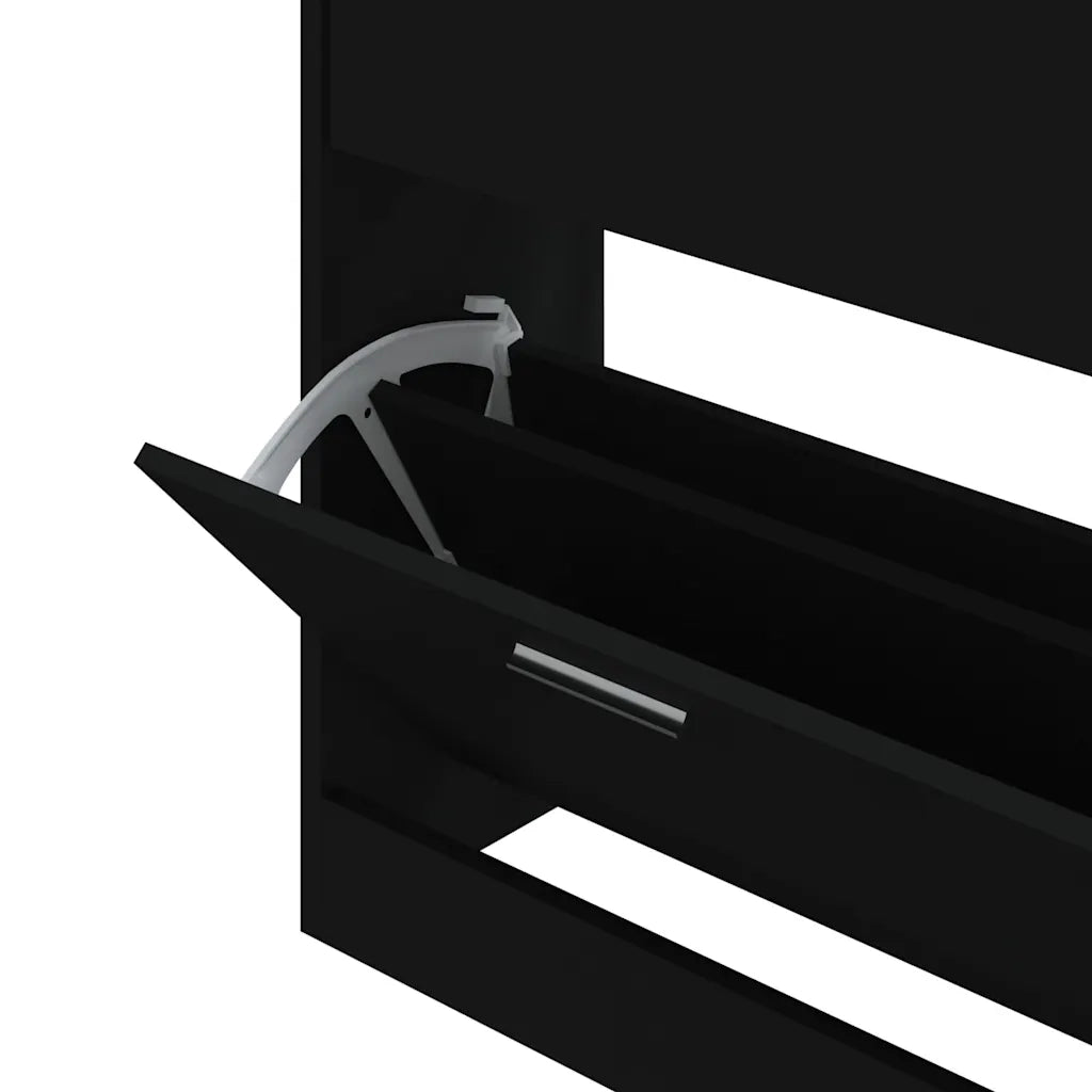 Scarpiera Nera 63x24x81 cm in Legno Multistrato 342558