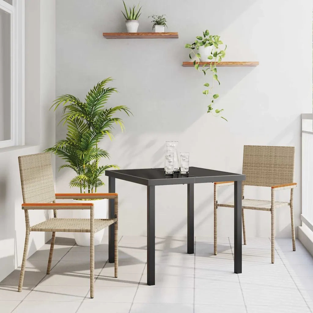 Set da Pranzo per Giardino con cuscino 3 pcs Beige polyrattan