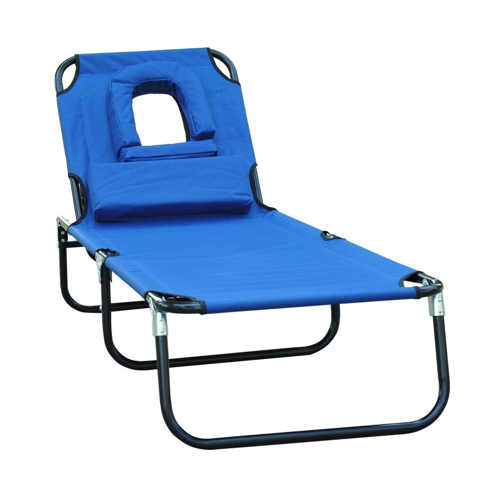 Sdraio pieghevole da giardino con cuscino ¨C zephmum ¨C blu