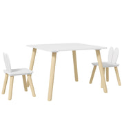 Set Tavolo con 2 Sedie per Bambini Orecchie di Coniglio Bianco