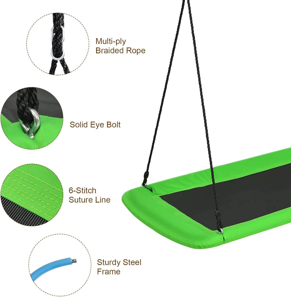 Altalena Regolabile in Altezza, per Bambini e Adulti, Altalena da Giardino fino a 150 kg, Altalena Sospesa per Interni ed Esterni, 150 x 80 cm (L x P) (Verde)