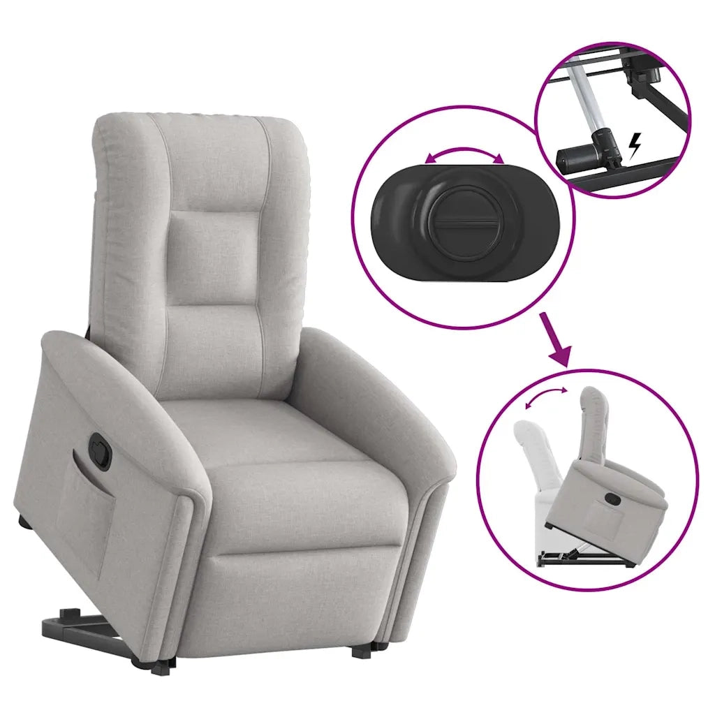 Poltrona | Sedia Relax Alzapersona Reclinabile Grigio Nuvola in Tessuto