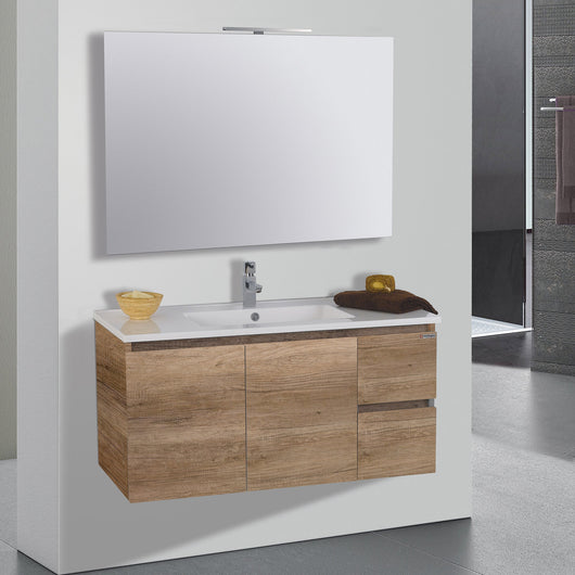 Mobile da Bagno Sospeso 100cm Mazzoni Maiorca Light 2+2 Noce Chiaro Frassinato