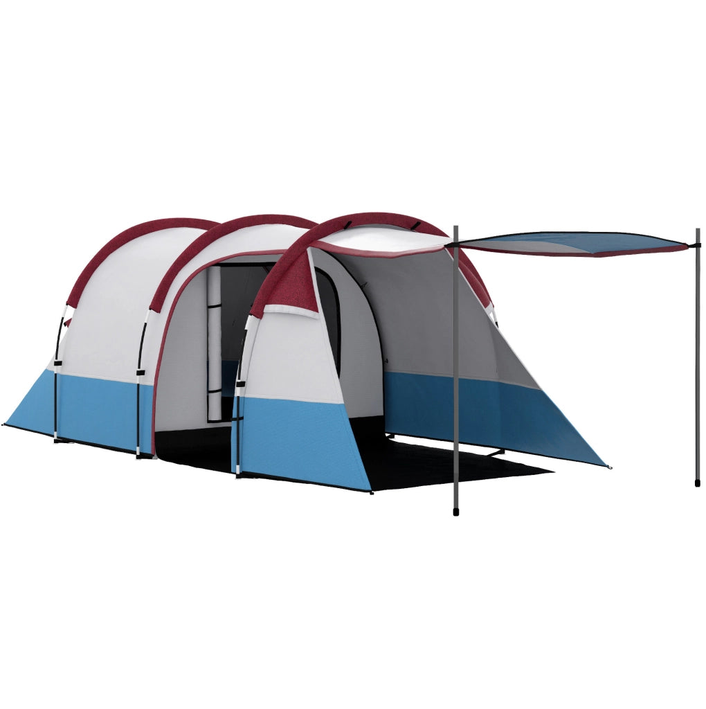 Tenda da campeggio a tunnel per 3 persone; 2 zone separate; impermeabile; rossa