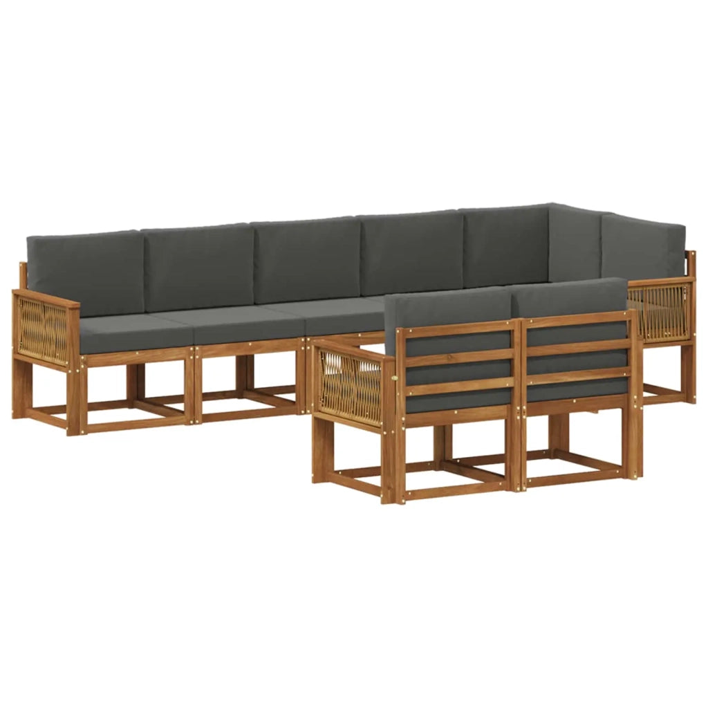 Set di divani da esterno 8 pcs Naturale e Antracite Poliestere