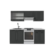 Cucina componibile R-Line Antracite rustico/Antracite 200 cm, PL Marmo Vicco