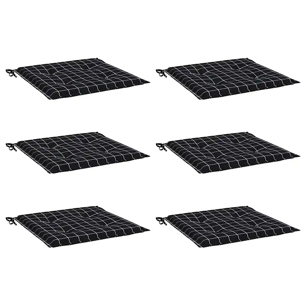 Cuscini Sedia 6 pz Motivo a Quadri Nero 40x40x4 cm in Tessuto 361016