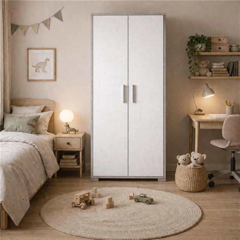 ARMADI DA ARREDO CON 2 ANTE DIMENSIONI 199X71X41 CM COLORE CEMENTO E OSSIDO BIANCO