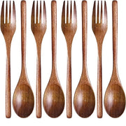 Set di Spiedi e Forchette in Legno per Camping e Uso Esterno in Stile Giapponese - 6 pezzi in legno
