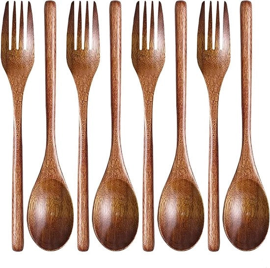 Set di Spiedi e Forchette in Legno per Camping e Uso Esterno in Stile Giapponese - 6 pezzi in legno