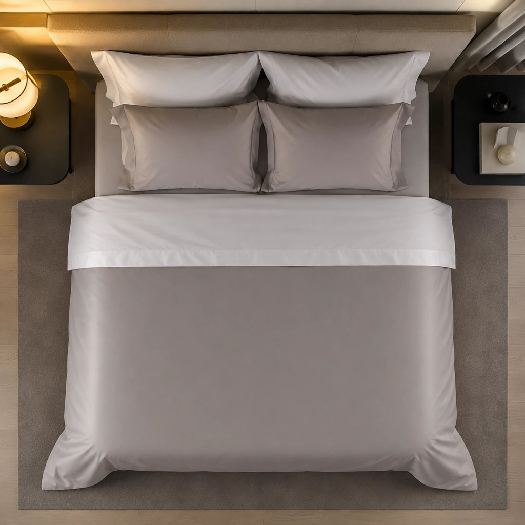 Rosinone, set Completo Letto Singolo in Percalle, Grigio