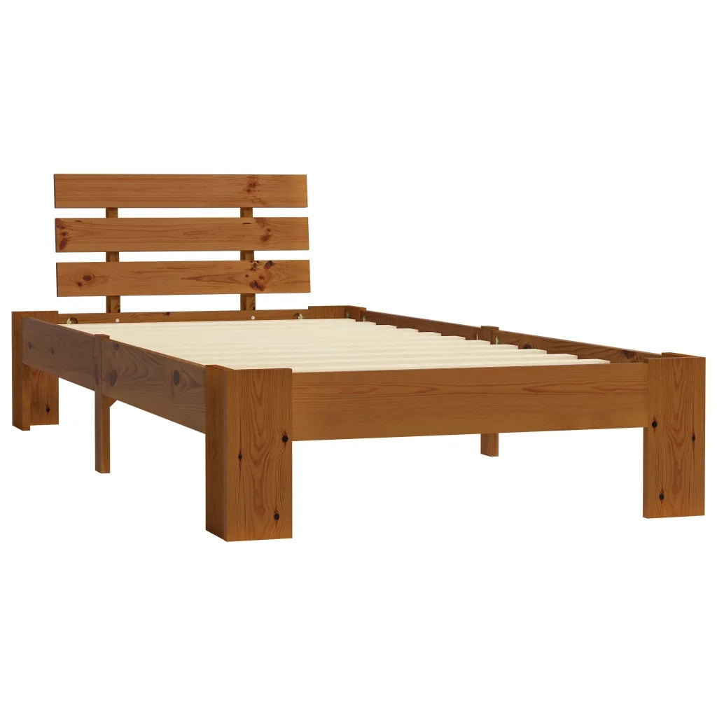 Giroletto-Struttura Letto Marrone in Legno Massello di Pino 100x200 cm