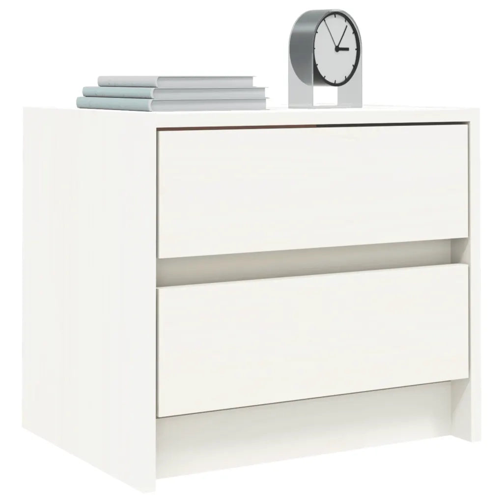 Comodino | Armadio da Notte | Mobiletto da notte Bianco 40x31x35,5 cm in Legno Massello di Pino