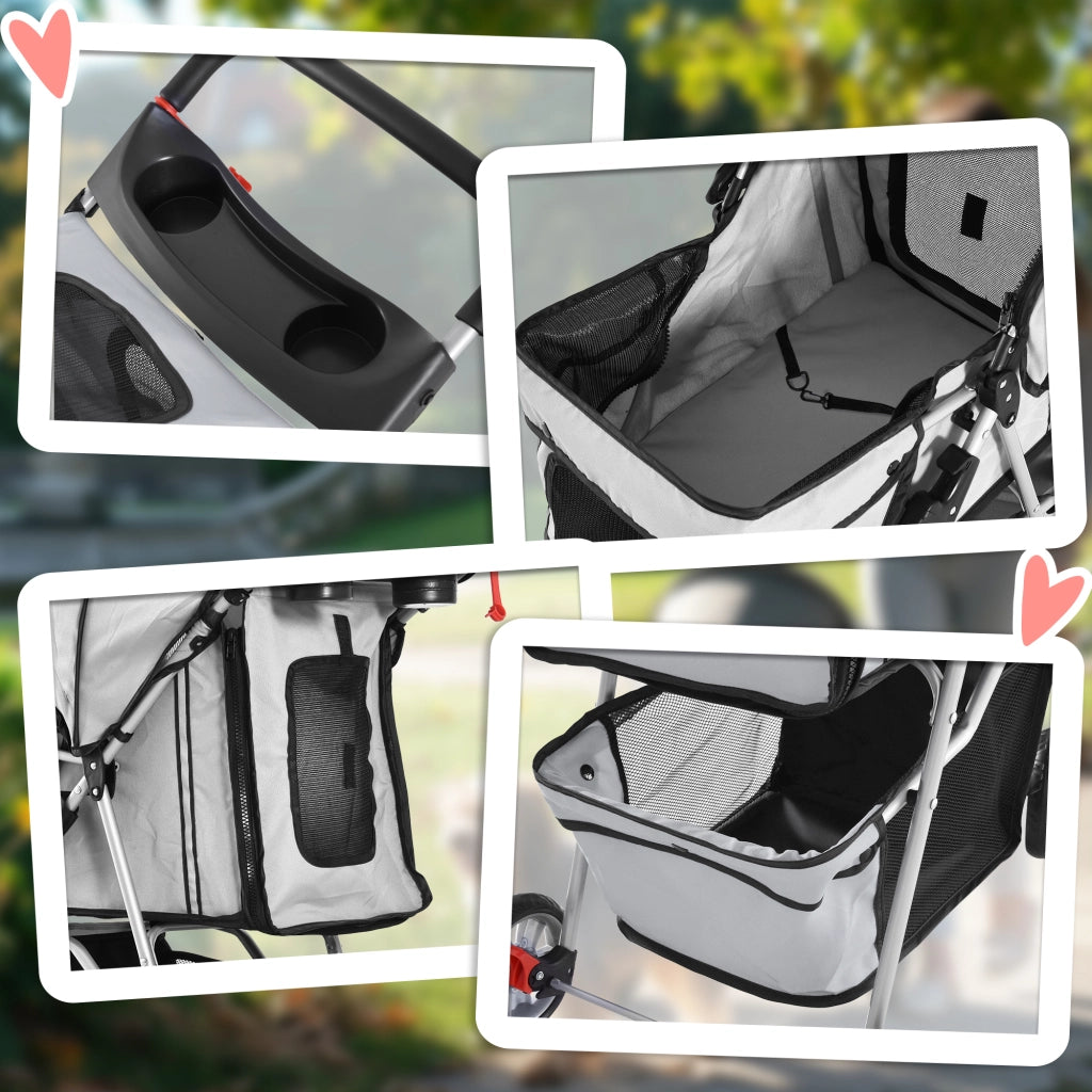 Carrello Pieghevole per Animali Domestici ¨C zephmum ¨C Grigio 75x45x97 cm