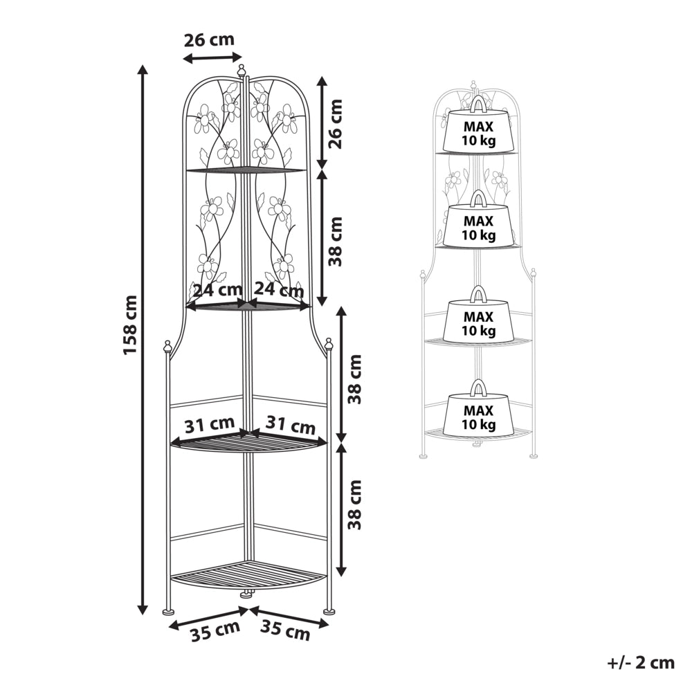 Scaffale per scale ad angolo in metallo da giardino Scaffali da bagno per esterni per interni neri per piante