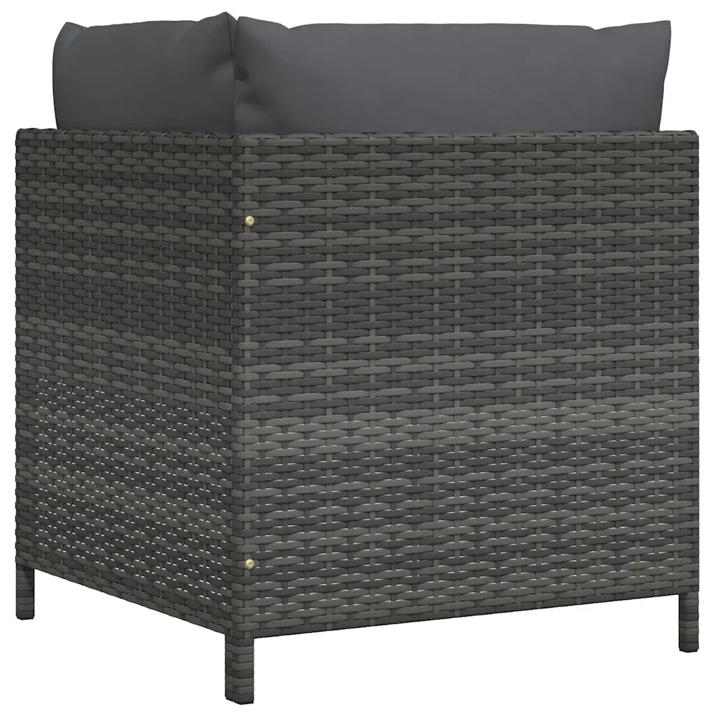 Divano ad Angolo Modulare con Cuscini-Sofa da Giardino in Polyrattan Grigio