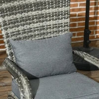 Sedia da Giardino Adironrack con Braccioli, in Rattan e Acciaio, 64x80x90 cm, Grigio