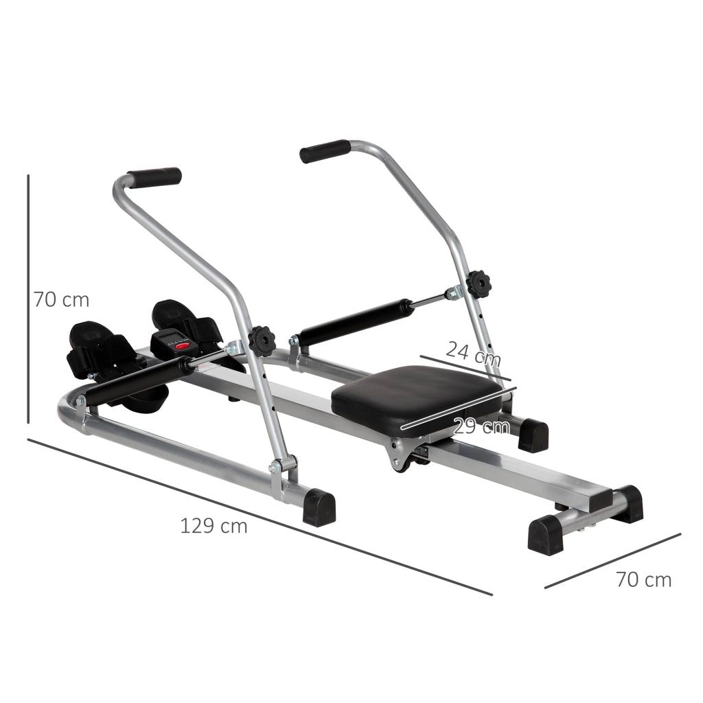Vogatore Pieghevole, 4 Livelli di Resistenza e Display, Acciaio e ABS, 129x70x70 cm