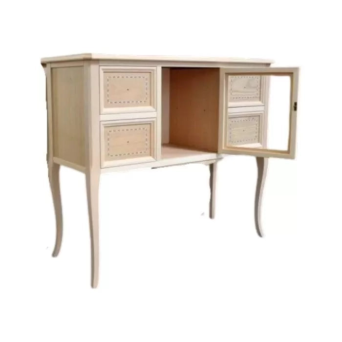 Consolle classica 4 cassetti 1 porta legno grezzo l.98 p.40 h.85 - Mobili 2G