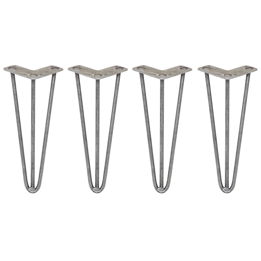 4 Gambe per Tavolo a Forcina SkiSki Legs 30,5cm Acciaio Naturale 3 Rebbi 10mm