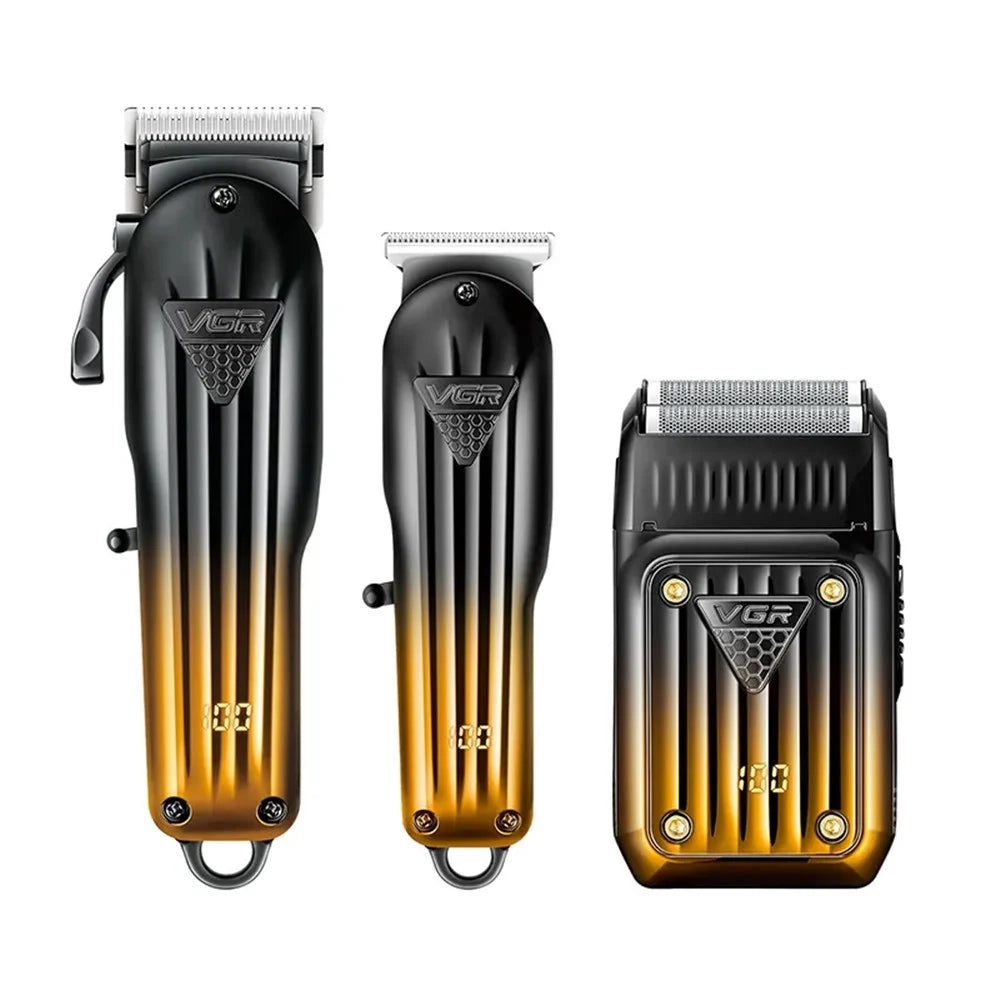 Trade Shop - Vgr V-644 Tagliacapelli Professionale Trimmer Barber Rasoio Kit 3in1 -